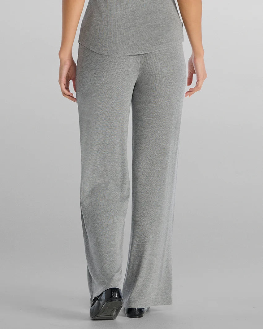 Ladies Wide‑Leg Micro Rib Knit Lounge Bottoms