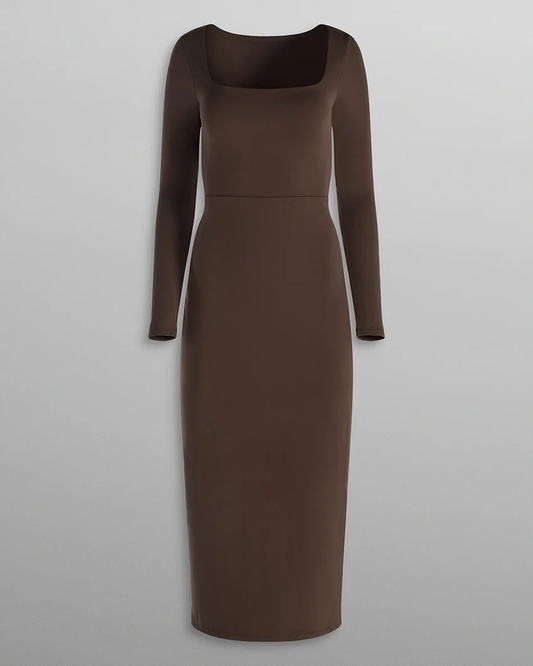 Square Neck Long‑Sleeve Maxi Dress For Women
