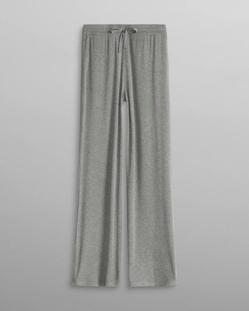 Ladies Wide‑Leg Micro Rib Knit Lounge Bottoms