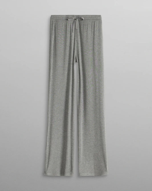 Ladies Wide‑Leg Micro Rib Knit Lounge Bottoms