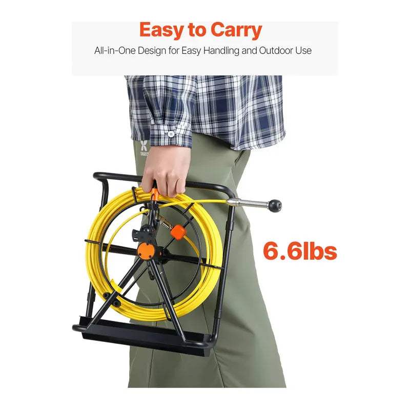 VEVOR Video Sewer Camera with 20m/66ft Snake Cable, 4.3in Screen Industrial Endoscope, IP68 Waterproof, DVR Record, LED Lights, SD Card, Batteries, Flexible Spring Turns Easily, Drainage Pipe Inspect Tool for Plumbers, Car Repair & Home Plumbing